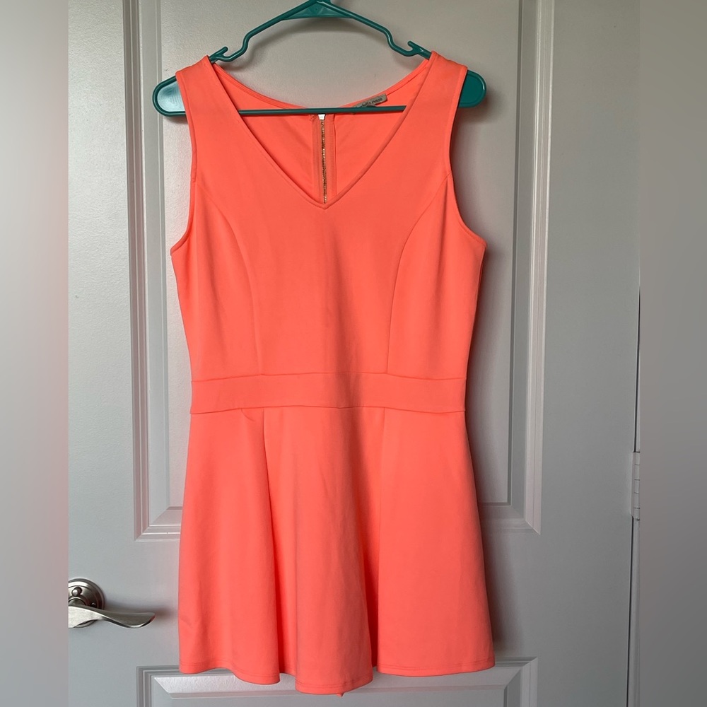 Neon Orange Sleeveless Romper